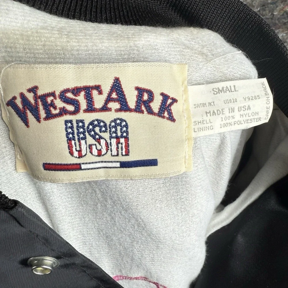 Westark Satin Jacket Mens Small Black Rick Sauceda Fan Club Bomber USA‎ Made